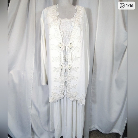 Fitting Image Dresses & Skirts - 2 Pc:Fitting Image Vintage Long Sleeve Jacket+Sleeveless Maxi Dress, Ivory, 18